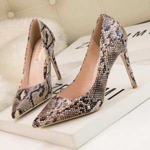 New Snake Skin Print Pumps Shoes